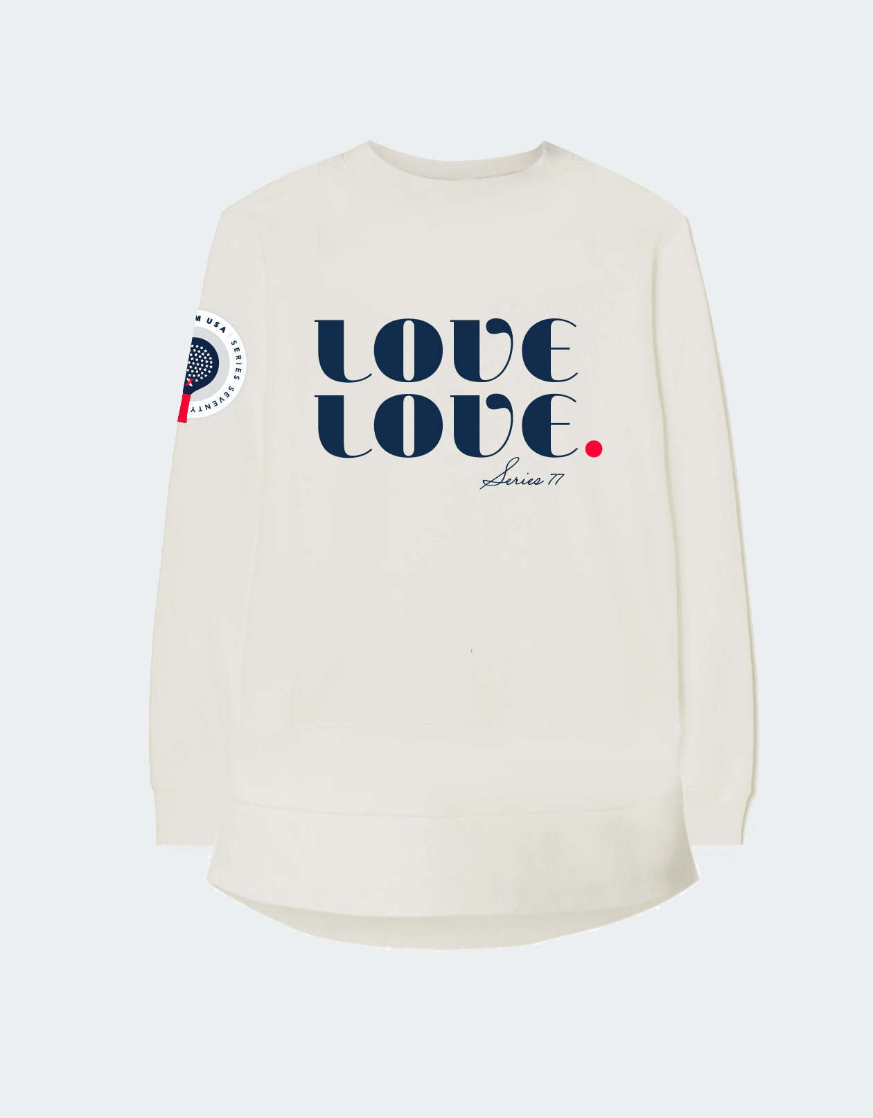 "LOVE LOVE" WOMEN'S TUNIC STYLE CREW (Cream)